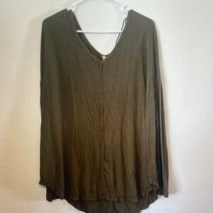 Free People Deep Olive Long Sleeve Top
